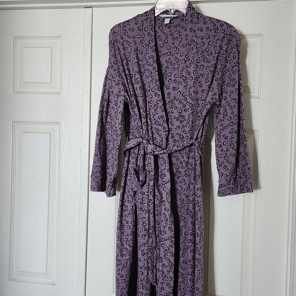 Charter Club Lavender and Dark Purple Floral Robe